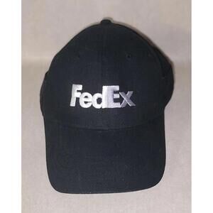 Vintage FedEx Delivery Driver Employee Black White Silver Baseball Hat KC Caps